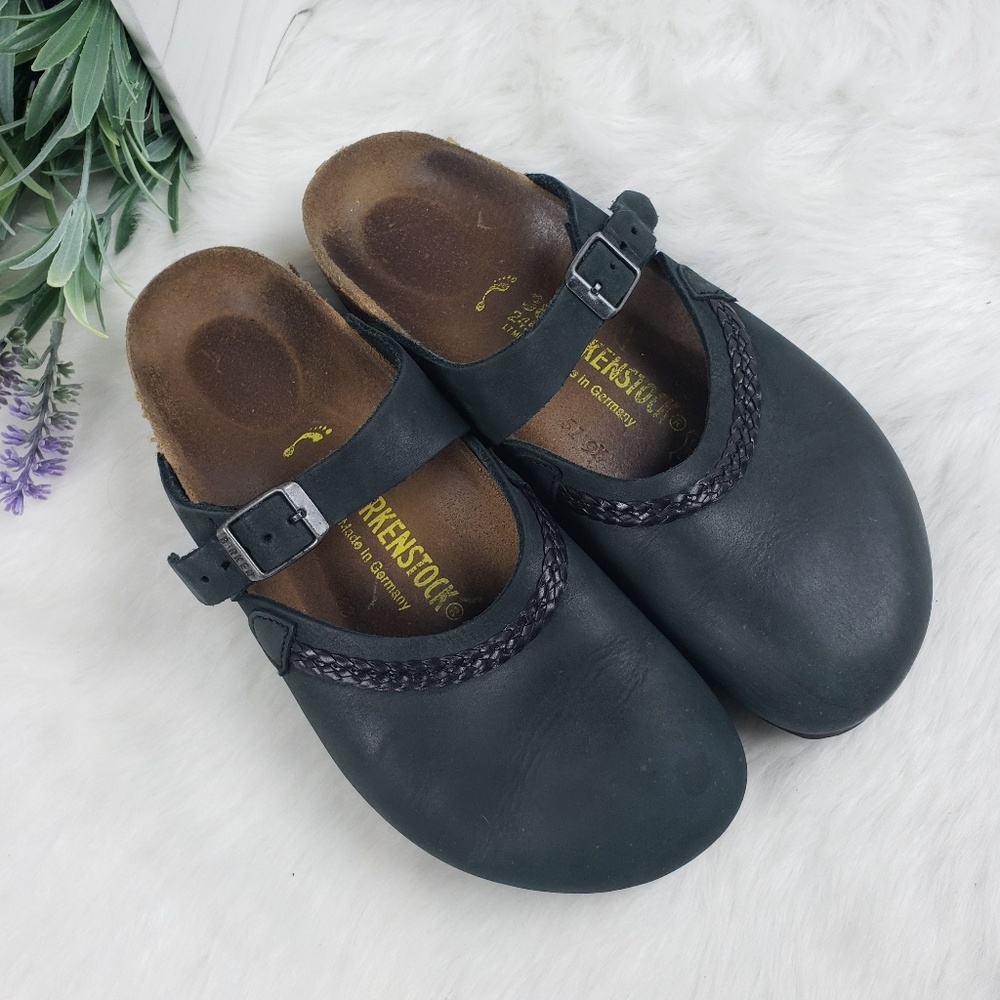 Birkenstock Gray Mary Jane Clogs Sz 38